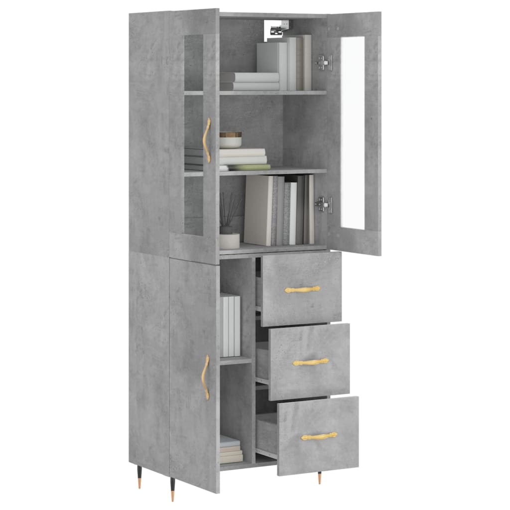 Aparador Alto Madera Contrachapada Gris Hormigón 69,5x34x180 Cm_2