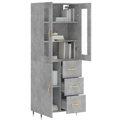Aparador Alto Madera Contrachapada Gris Hormigón 69,5x34x180 Cm_2