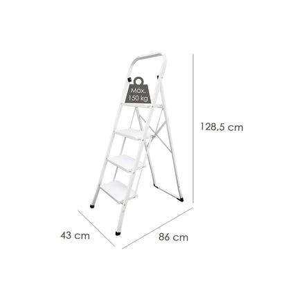 Escalera Domestica Acero 4 Peldaños, Escalerilla Blanca_1