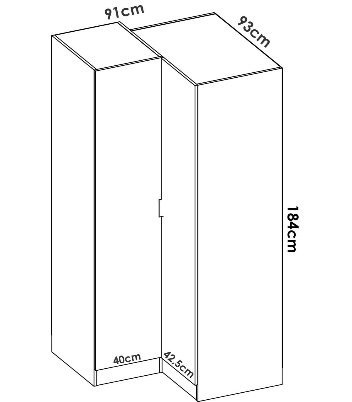 Armario Ropero Rincón Puertas Abatibles Jaén Acabado Natural, 184 Cm(alto)90.5 Cm(ancho)_3