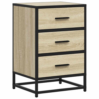 Mesita Noche Madera Ingeniería Roble Sonoma 40x34,5x60cm Metal_0