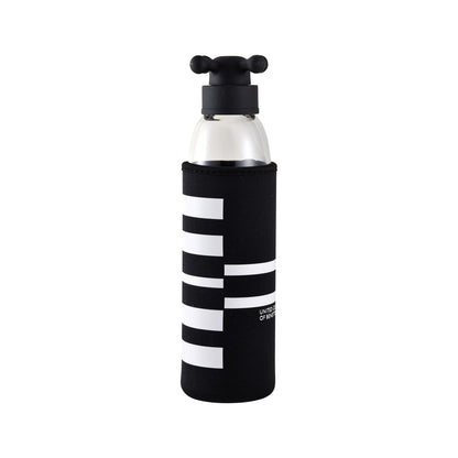 Botella De Agua 500ml Borosilicato Funda Negro Y Tapa De Grifo Black & White Be_0