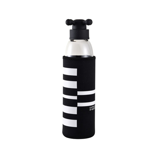 Botella De Agua 500ml Borosilicato Funda Negro Y Tapa De Grifo Black & White Be_0