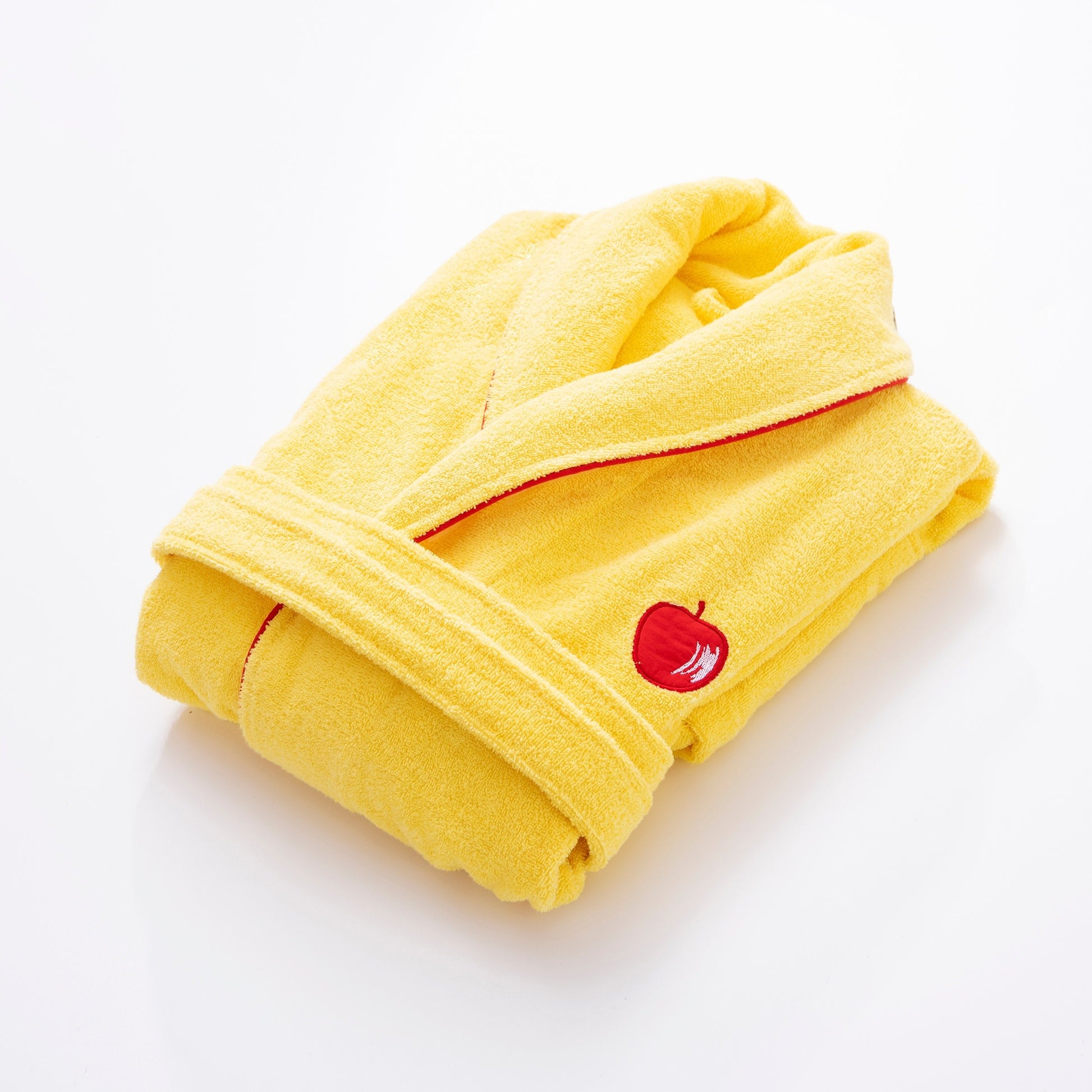 Albornoz L/xl 380gsm 100%algodon Amarillo Con Manzana Roja Benetton Fruits Be_3