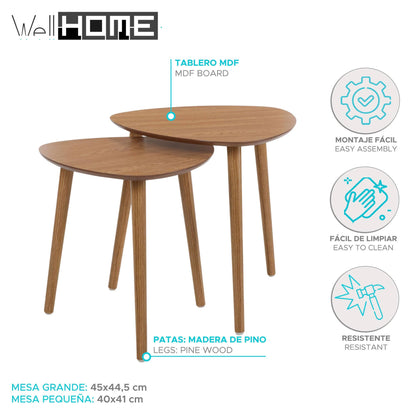 Well Home Juego De 2 Mesas Auxiliares Con Tablero De Borde Inclinado