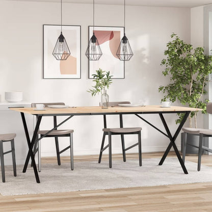 Mesa De Comedor Marco X Madera Maciza Pino Y Acero 200x100x75cm_1
