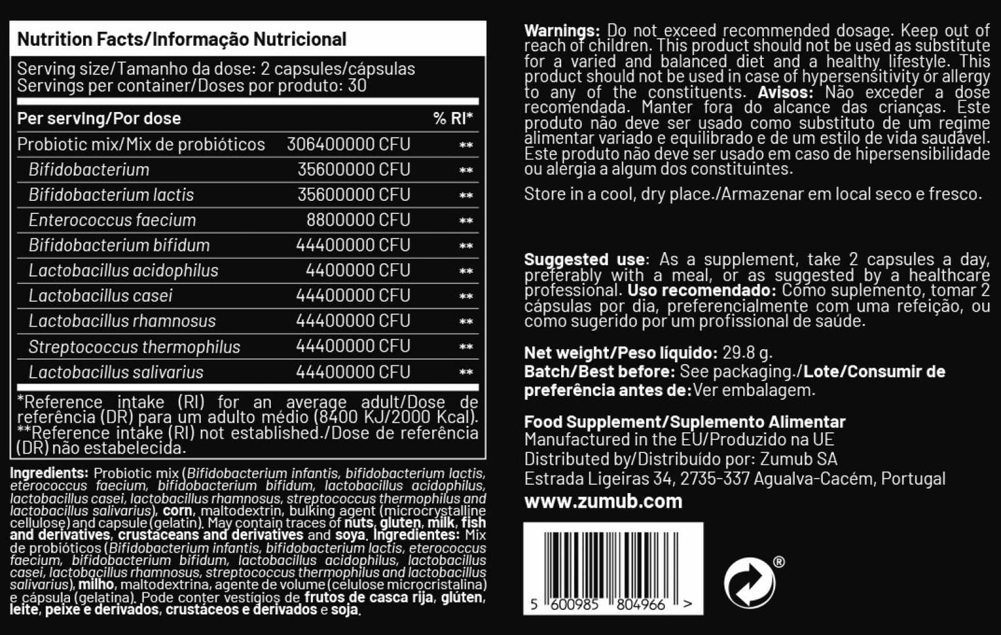 Zumub Probiotic 60 Capsules