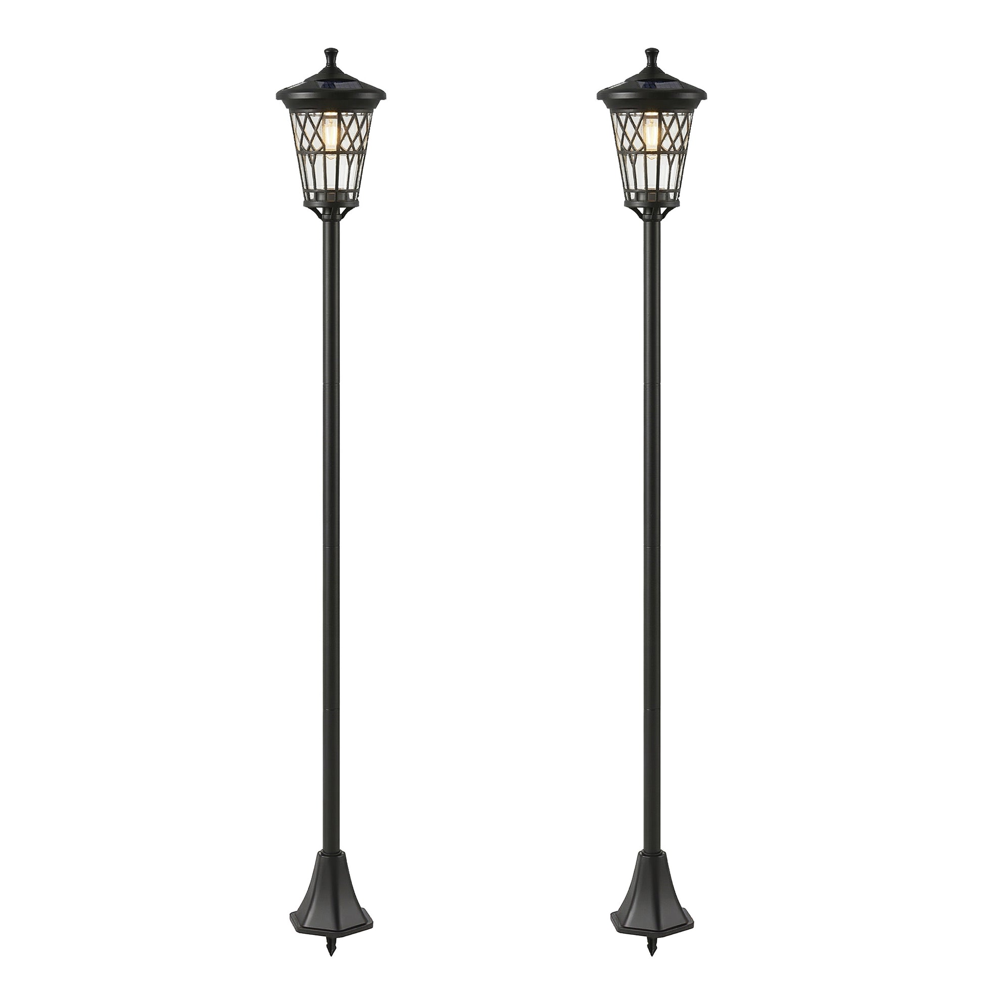 Outsunny Set De 2 Farolas Solares De Jardín Altura Ajustable 2 Modos De Brillo_0