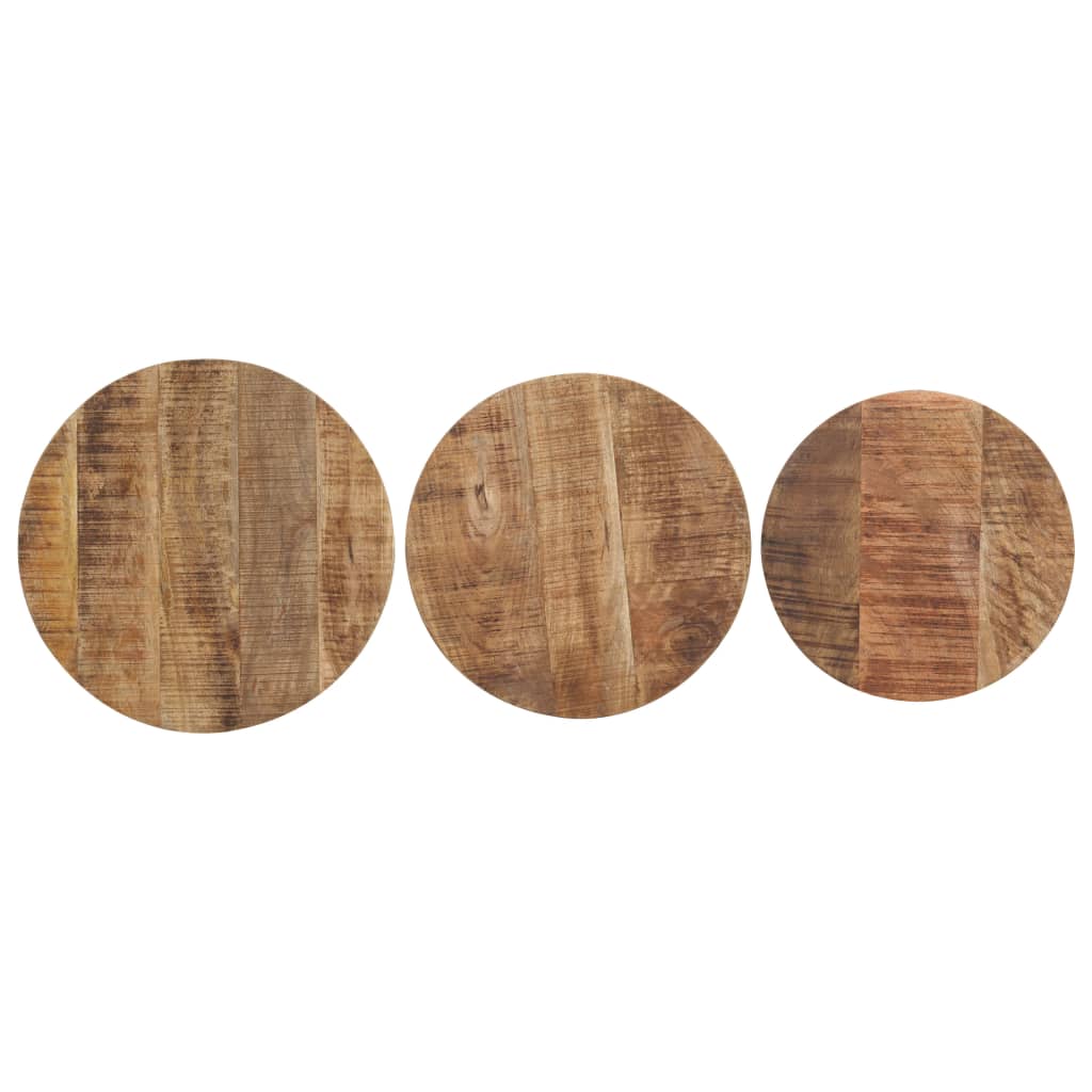 Mesitas Auxiliares 3 Piezas Madera De Mango Rugosa_3