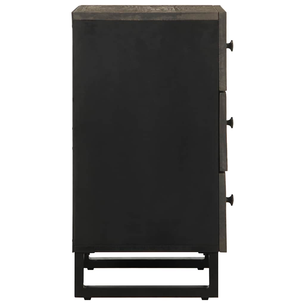 Mesilla De Noche Negra 50x33x62 Cm Madera Maciza Mango_2