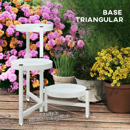 Outsunny Estantería Para Plantas Plegable De 3 Niveles 40x40x42 Cm Blanco_5