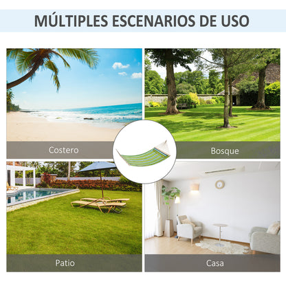 Outsunny Hamaca Doble Colgante De Jardín Hamaca Para Camping Con Almohada_3