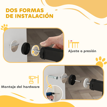 Pawhut Barrera Para Perros Con Ancho Ajustable 76-104 Cm 2 Extensiones Negro_5