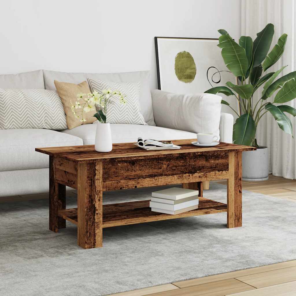 Mesa De Centro Madera Ingeniería Madera Envejecida 102x55x42 Cm_1