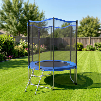 Sportnow Cama Elástica Niños Exterior Ø183 Cm Con Red De Seguridad Escalera Azul_1