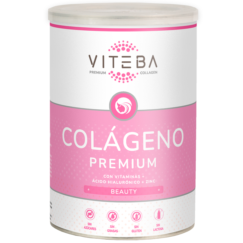 Pack de 3 botes Colágeno Beauty Viteba 330g x 3 - SIN sabor NI olor - Ácido Hialurónico, Vit. C y Zinc