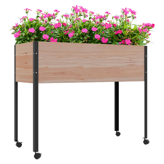 Outsunny Mesa De Cultivo Con Ruedas 99x42x81 Cm Con Tela No Tejida Natural_0