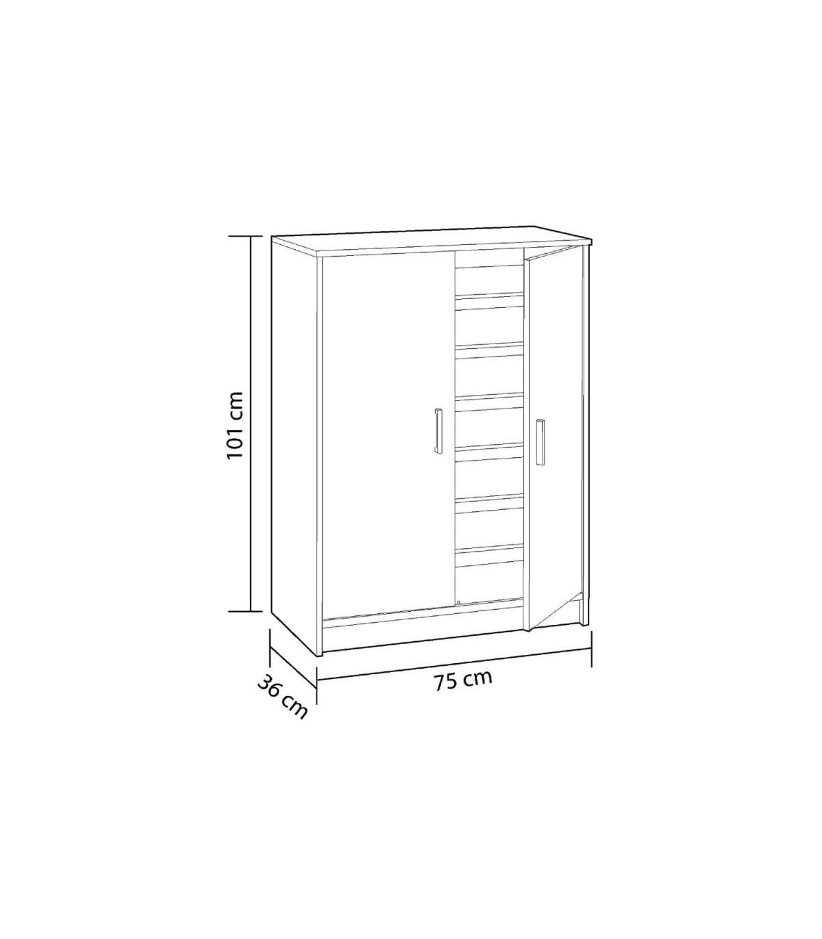 Armario Multiusos 2 Puertas Lassie En Blanco, 75cm(ancho) 101cm(altura) 36cm(fondo)_3