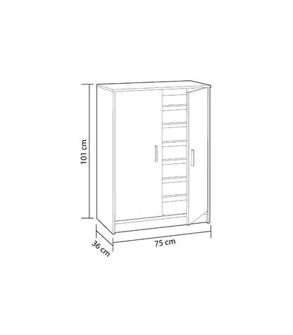 Armario Multiusos 2 Puertas Lassie En Blanco, 75cm(ancho) 101cm(altura) 36cm(fondo)_3