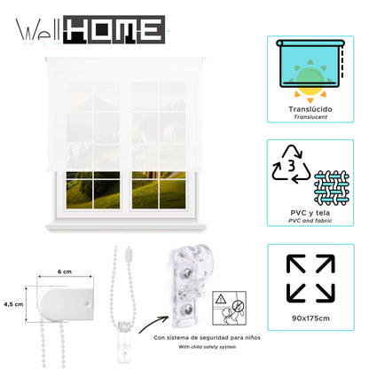Estor Blanco 90x175cm Translúcido Enrollable Wellhome_1