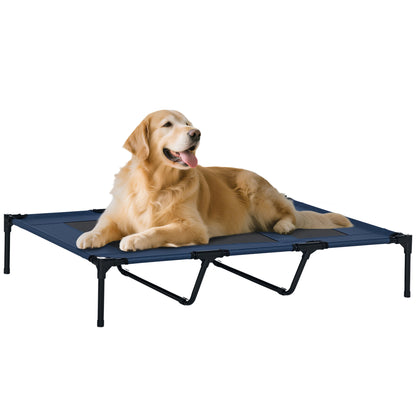 Pawhut Cama Elevada Perros Transpirable Interiores Exteriores 122x92x23 Cm Azul_0