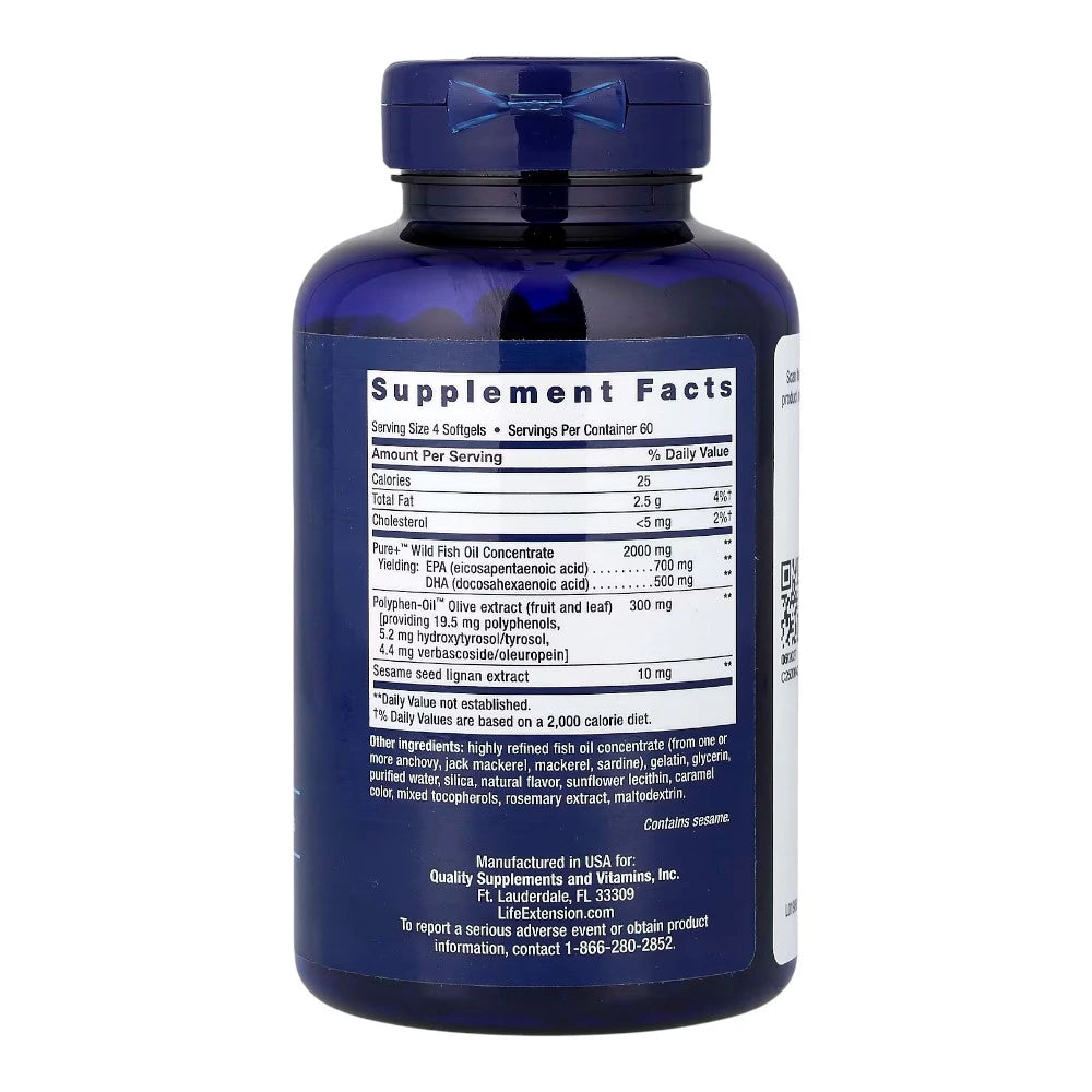 Super Omega-3 Epa/dha Fish Oil Sesame Lignans & Olive Extract 240 Perlas_1