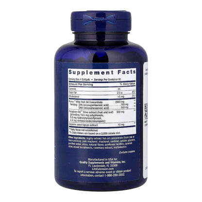 Super Omega-3 Epa/dha Fish Oil Sesame Lignans &amp; Olive Extract 240 Perlas_1