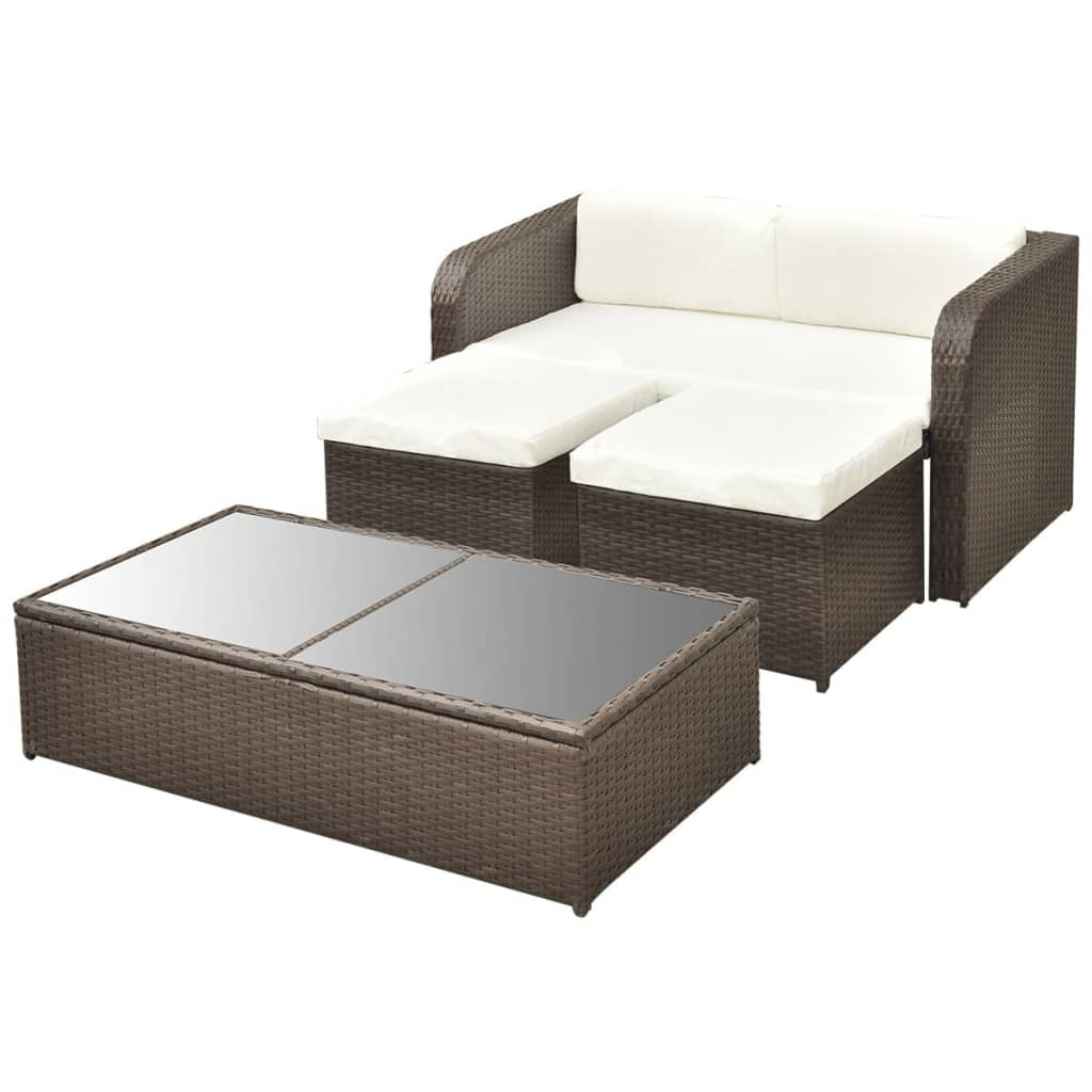 Vidaxl Set Muebles De Jardín 4 Piezas Y Cojines Ratán Sintético Marrón_3