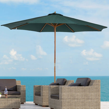 Outsunny Sombrilla Parasol Verde Diámetro 3m Madera Terraza Jardín Piscina_1
