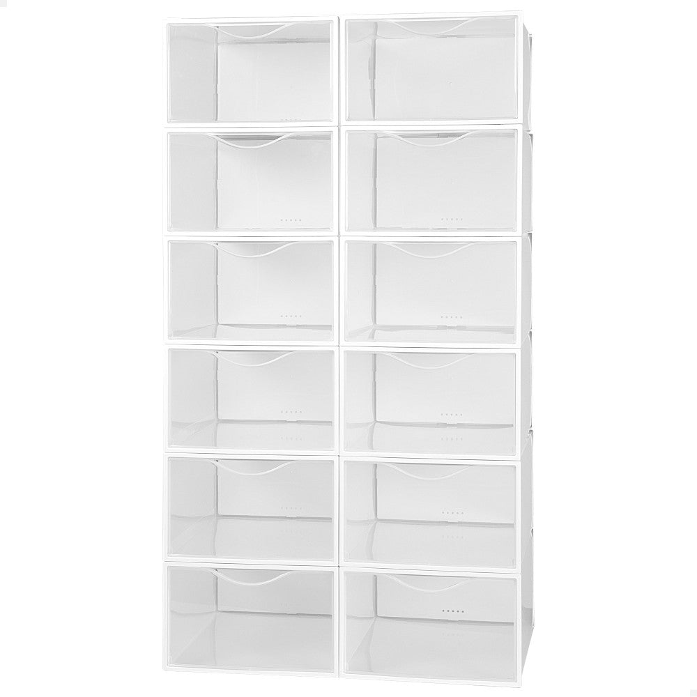 Pack 12 Cajas Zapatos Plástico Apilables Y Antivuelco Max Home_0