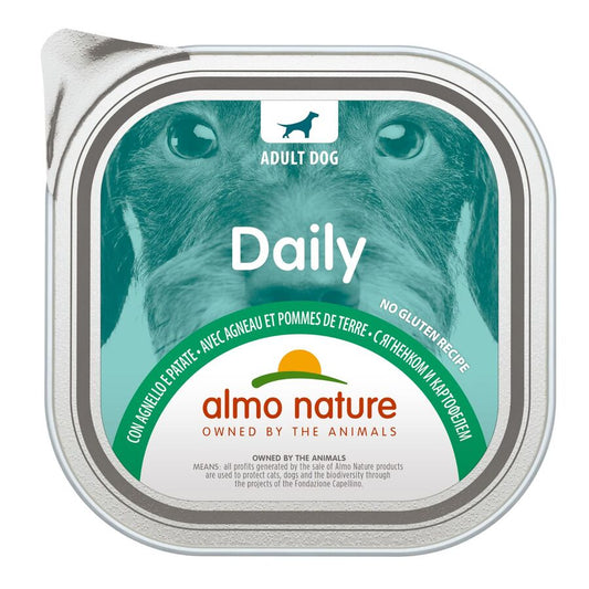 9x300gr Tarrina De Comida Húmeda Daily Almo Para Perro De Cordero Y Patata_0