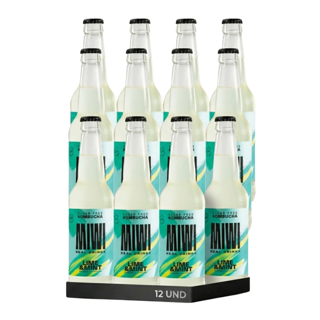 Kombucha Lime & Mint 0% Azucar Miwi 12 Botellas 33cl en Planeta Huerto