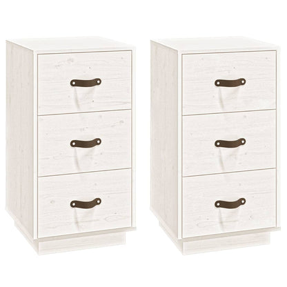 Mesitas De Noche 2 Uds Madera Maciza Pino Blanco 40x40x75 Cm_0