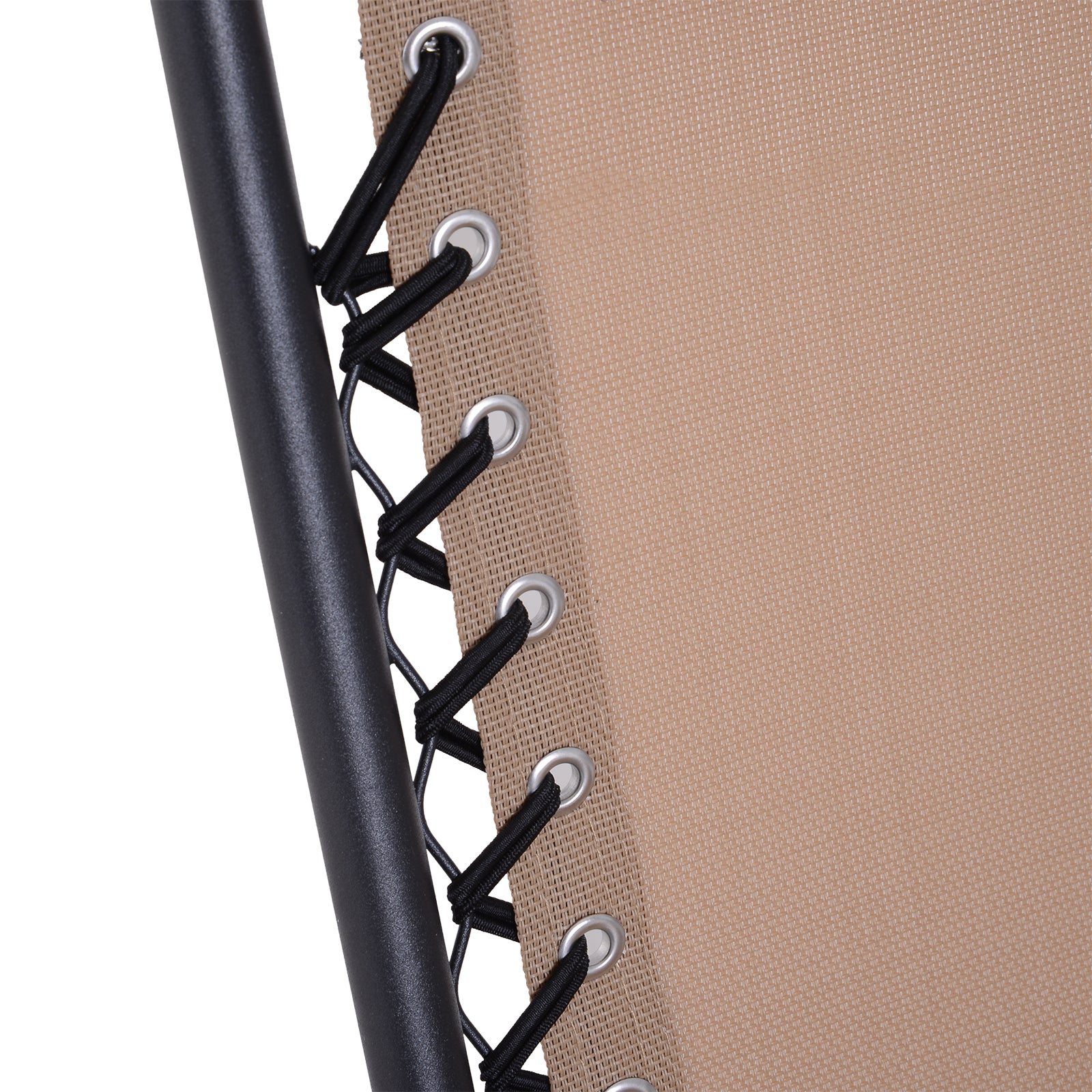 Outsunny Tumbona Plegable De Jardín Respaldo Ajustable Marco De Acero Beige_3