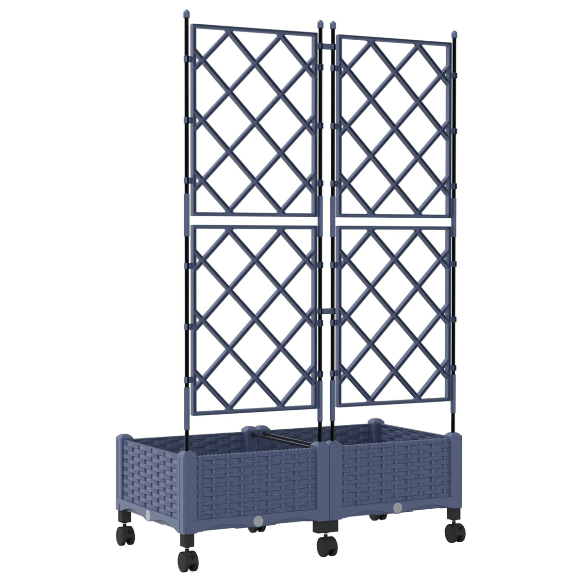 Jardinera Con Enrejado Y Ruedas 2 Uds. Gris 80 X 40 X 131,5 Cm_3