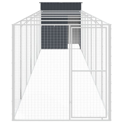 Caseta Perros Con Corral Acero Galvanizado Gris 165x863x181 Cm_2