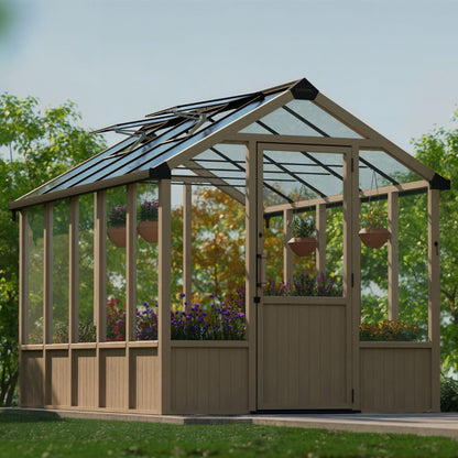 Canopia NATURA Invernadero De Jardín Policarbonato Doble Capa y de Madera de Cedro 360X237.5X261 cm Negro