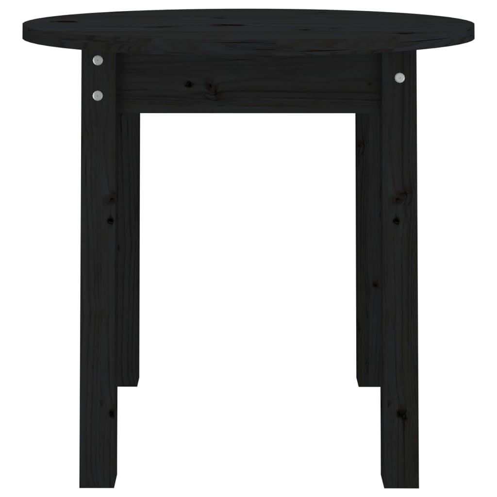 Mesa De Centro Madera Maciza De Pino Negro Ø 45x40 Cm_3
