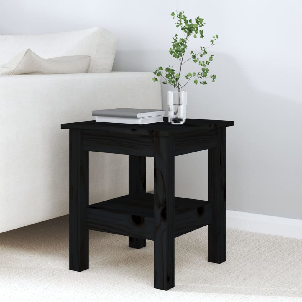 Mesa De Centro De Madera Maciza De Pino Negro 35x35x40 Cm_2