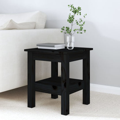 Mesa De Centro De Madera Maciza De Pino Negro 35x35x40 Cm_2