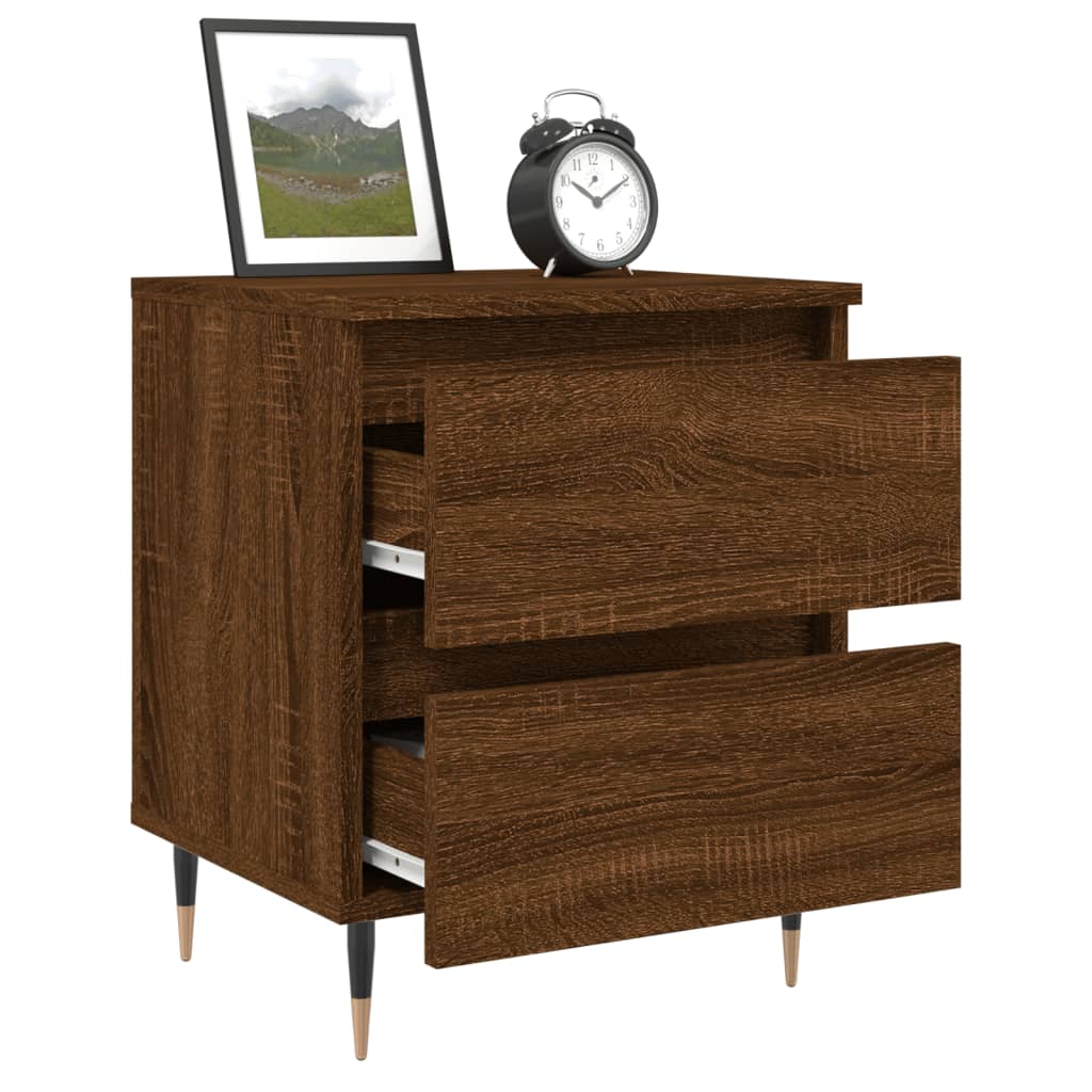 Mesita De Noche Madera De Ingeniería Marrón Roble 40x35x50 Cm_2