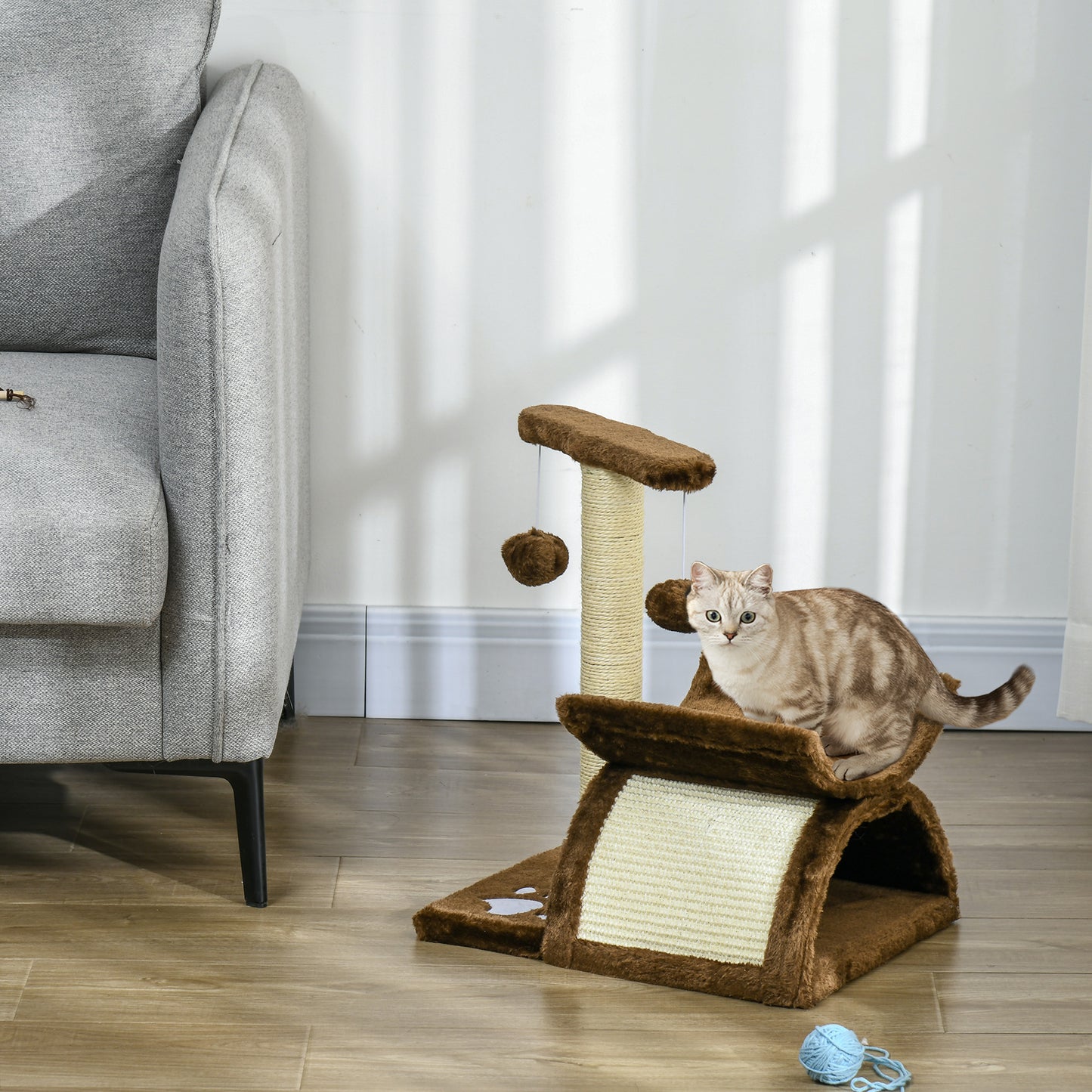 Pawhut Rascador Para Gatos Árbol Rascador Centro De Actividad 40x30x43cm Sisal_1