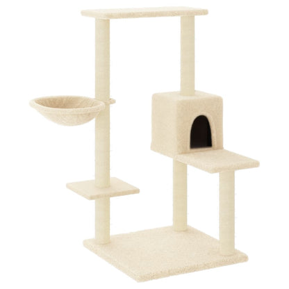 Rascador Para Gatos Con Postes De Sisal Color Crema 95 Cm_0