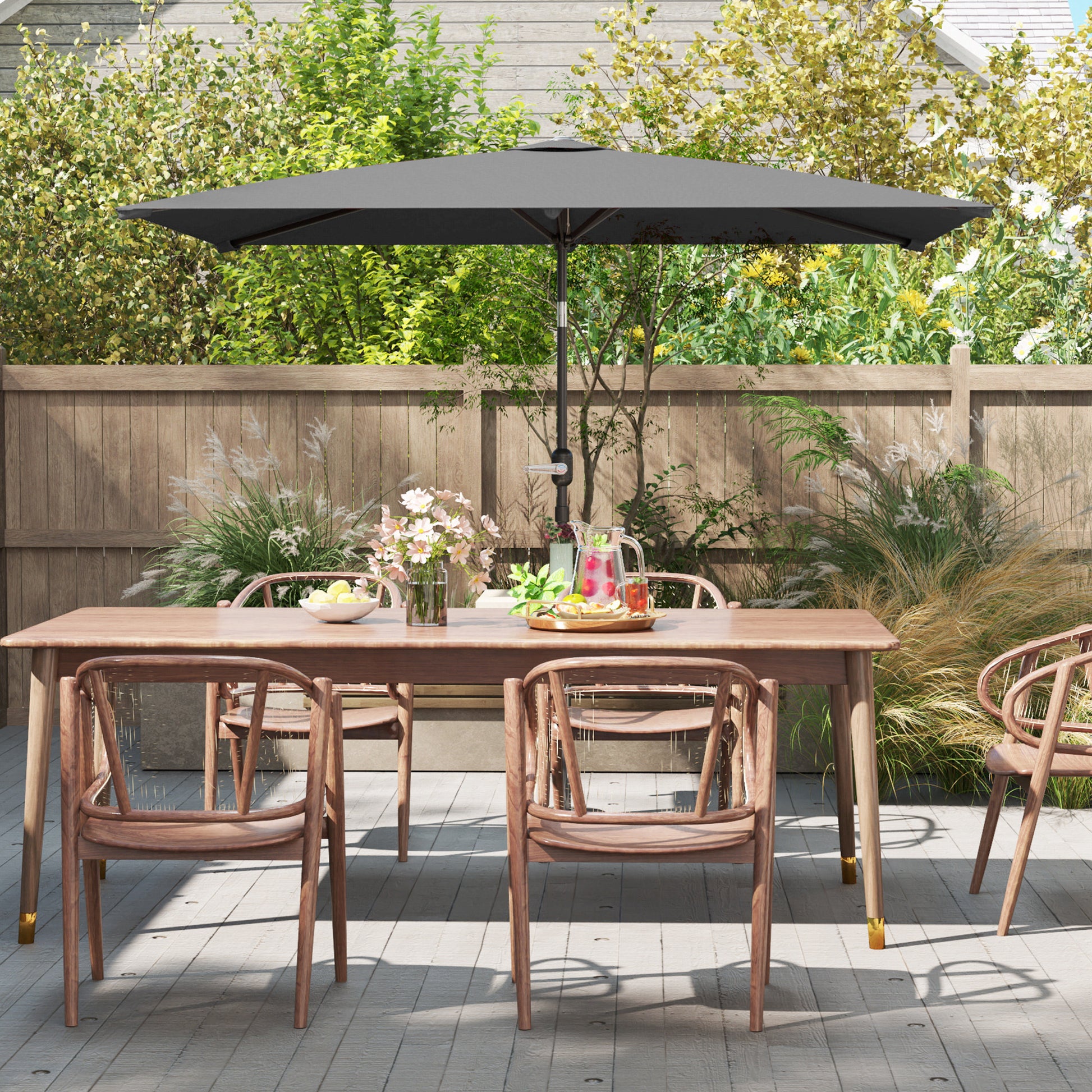 Outsunny Sombrilla De Terraza Exterior 200x300 Cm Con Ángulo Ajustable Gris_3
