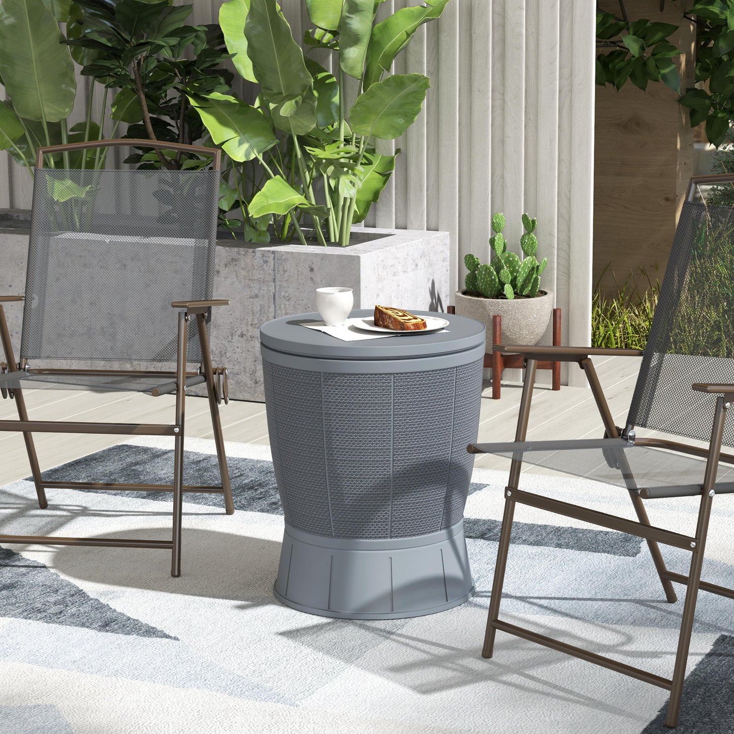 Outsunny Mesa Nevera Para Exterior 41 L 3 En 1 Cool Bar Mesa Auxiliar Gris_1