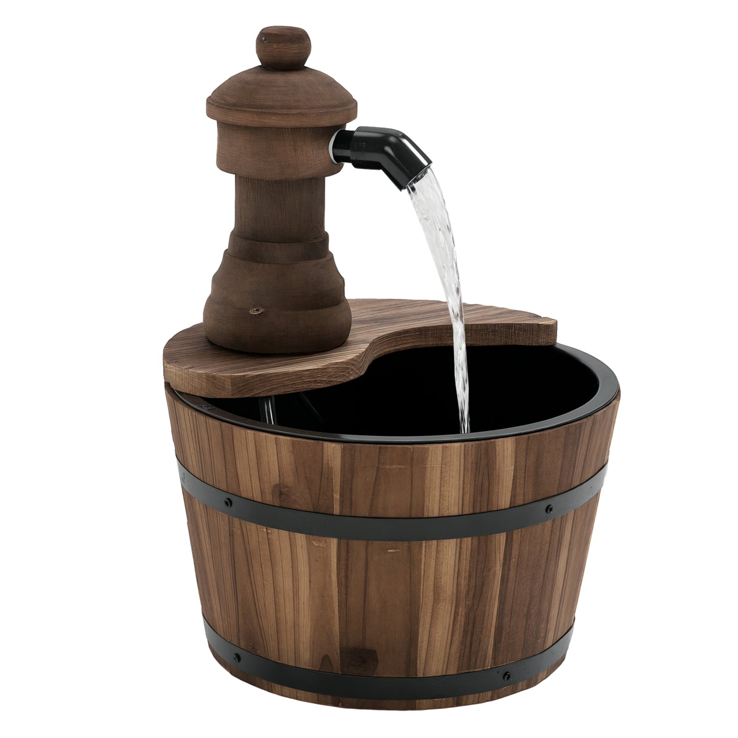 Outsunny Fuente De Agua De Madera En Cascada Con Bomba Eléctrica Natural_0
