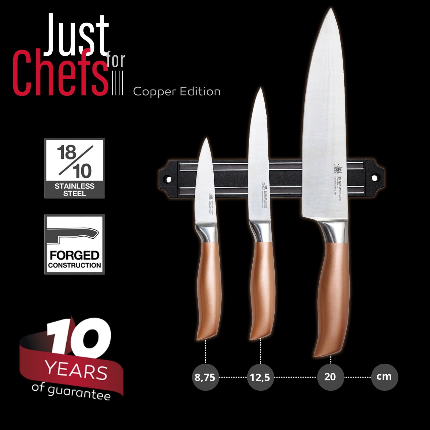 Bateria De Cocina 5 Piezas San Ignacio De Acero Inoxidable Con Set De 3 Cuchillos En Acero Inoxidable Con Barra Magnetica Aptas Para Induccion_3