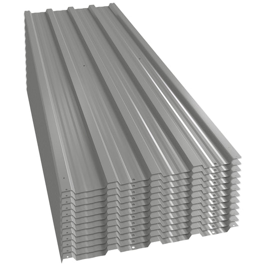 Outsunny Juego De 12 Paneles Para Tejado De Acero Galvanizado 129x45cm Gris_0