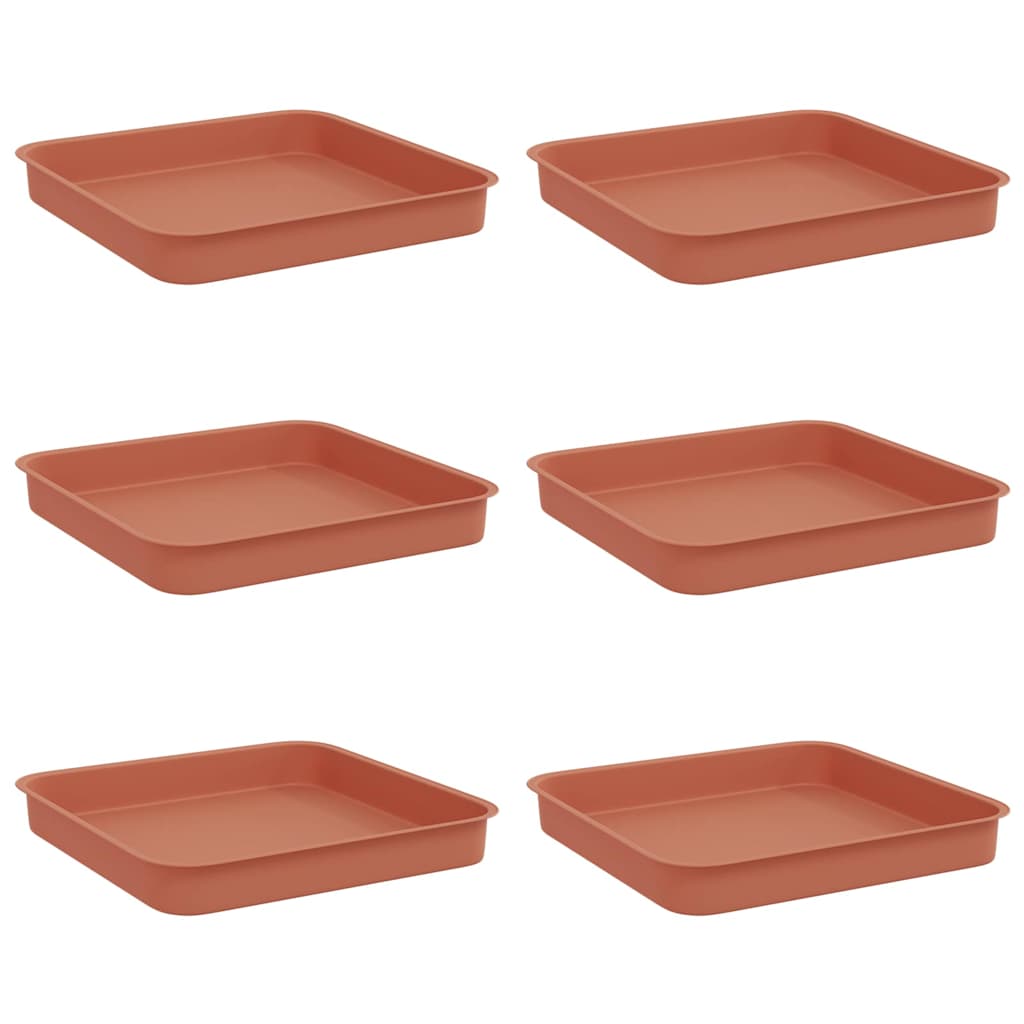 Bandeja Cuadrada Para Flores 6 Pcs Rojo Ladrillo 15 X 15 X 2 Cm_0