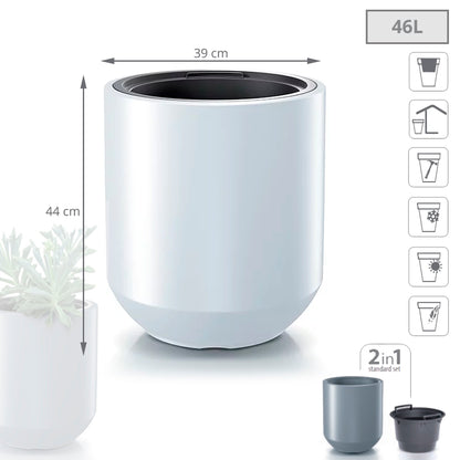 Maceta Heos 46l., Con Depósito, Dimensiones (mm) 390x390x440, Color Blanco_2